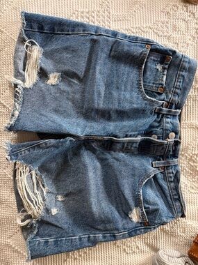 Levi's 501 Distressed Blue Denim Jean Shorts